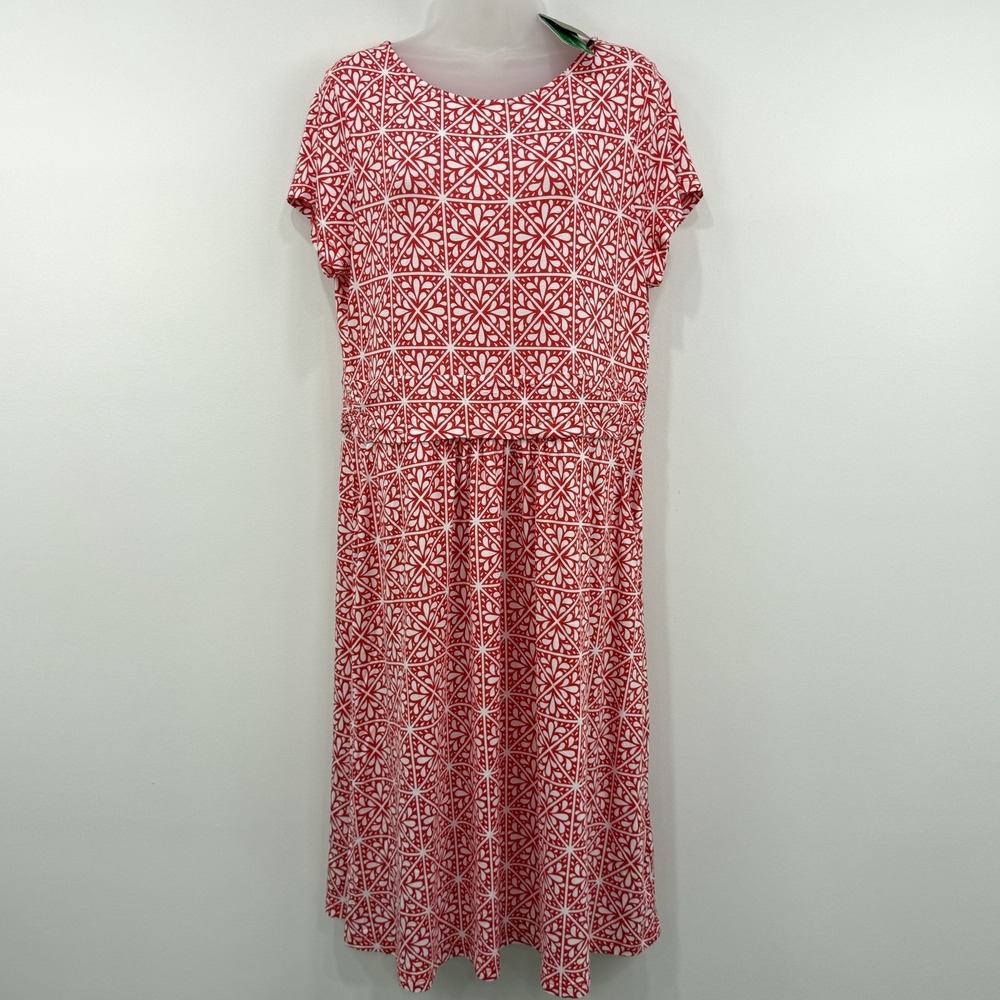 Boden Amelie Jersey Dress 14R Red NWT Comfort Resort Stretch Geometric Artsy